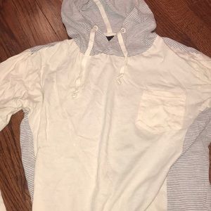 grey stripped color block hoodie
